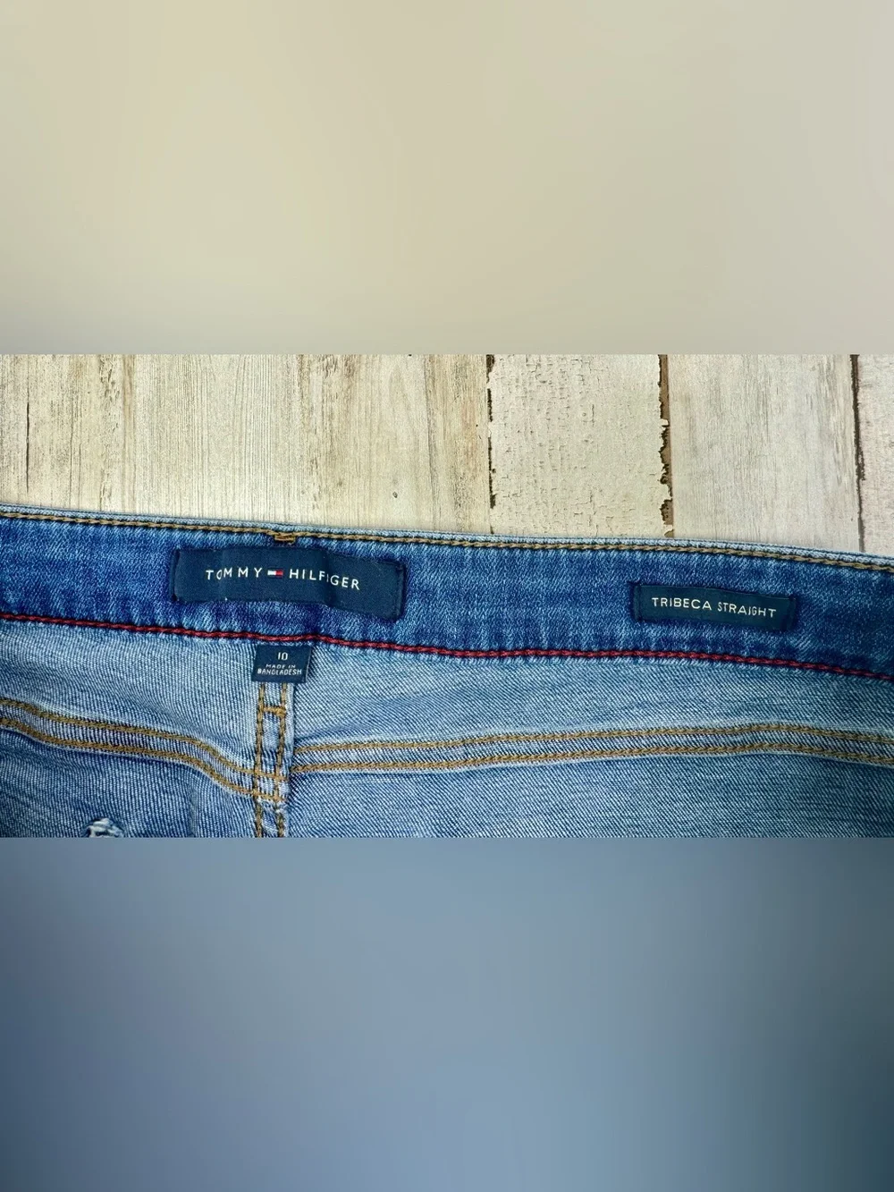 Tommy Hilfiger Jeans Women's Blue Wash 10 (33x30) Tribeca Straight Leg Denim